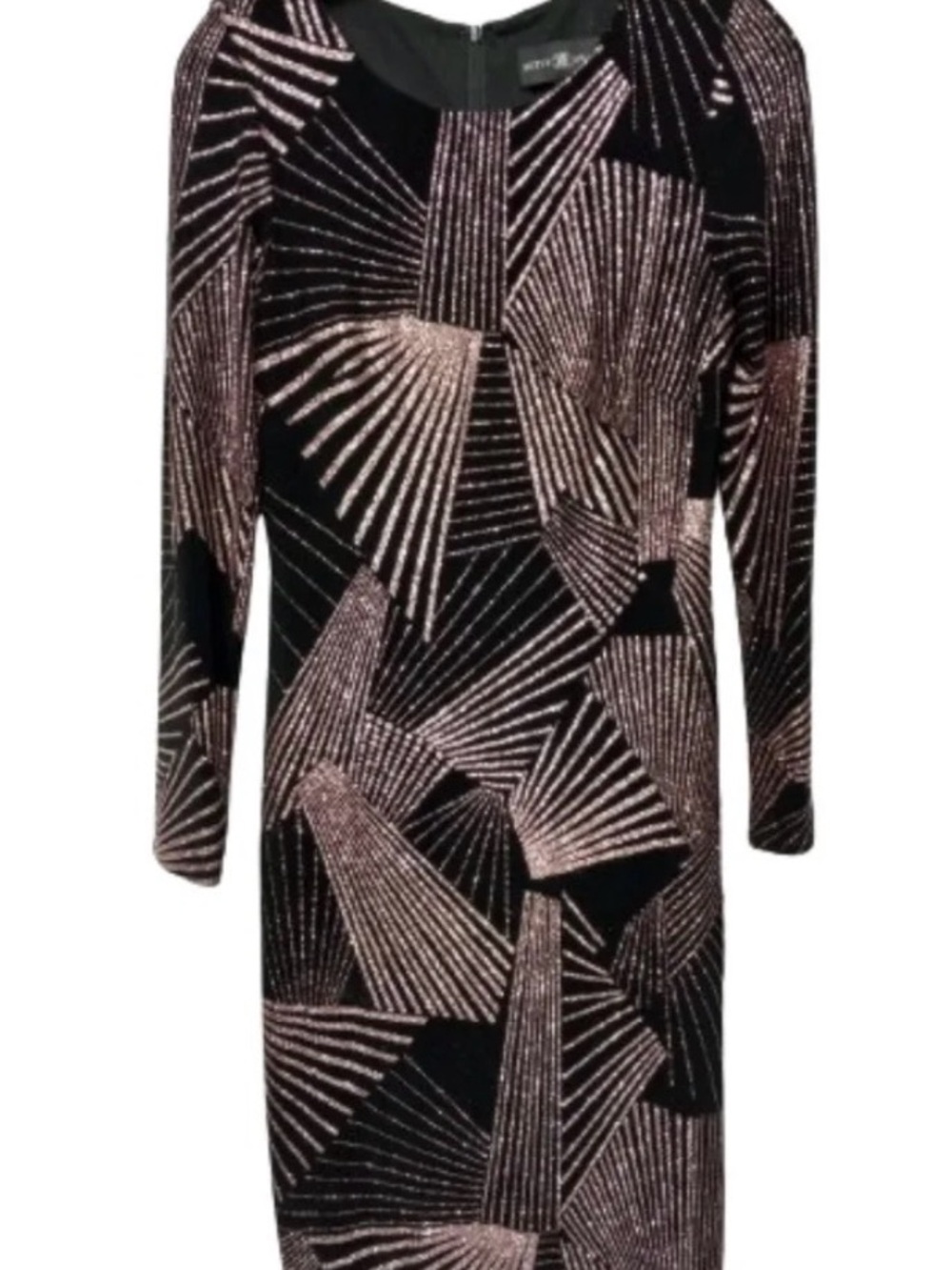 Betsy & Adam Metallic Rose Long Sleeve Dress